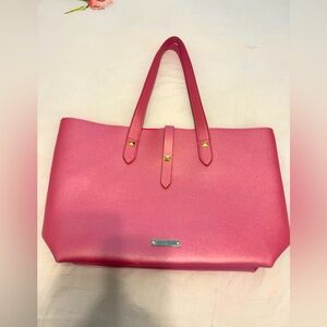 JUICY COUTURE LOGO PINK FAUX LEATHER OPEN TOTE BAG SHOULDER BAG